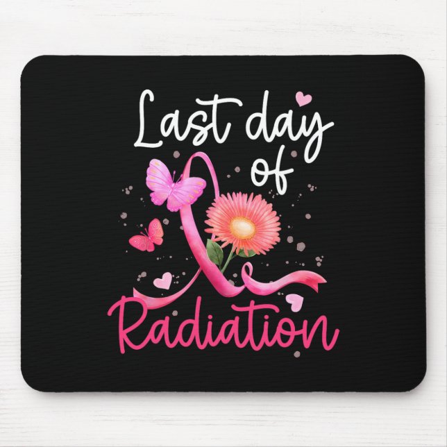 Last Day Of Radiation Floral Heart Breast Cancer S Mouse Pad (Front)