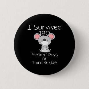 Last Day Of School 180 Masked Days Of Third Grade 6 Cm Round Badge