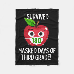 Last Day Of School 180 Masked Days Of Third Grade Fleece Blanket