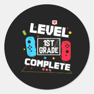 Last Day Of School 1st Grade Level Complete Video Classic Round Sticker