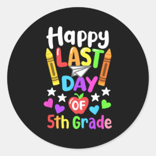 Last Day Of School 5th Grade Cl Of 2024 Kids Classic Round Sticker