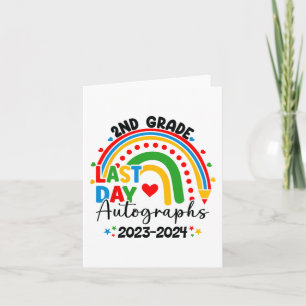 Last Day Of School Autograph 2nd Grade Graduation  Card