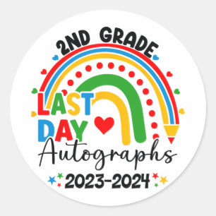 Last Day Of School Autograph 2nd Grade Graduation Classic Round Sticker