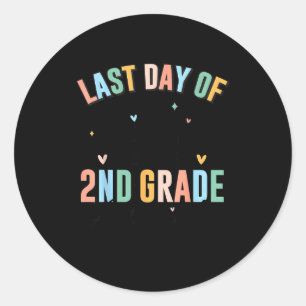 Last day of school autograph 2nd grade graduation classic round sticker