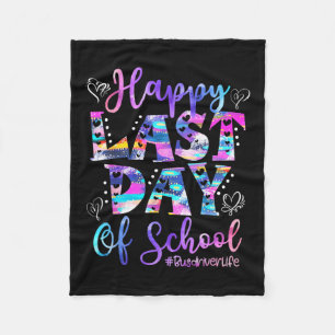 Last Day Of School Bus Driver Life Summer Funny 1 Fleece Blanket