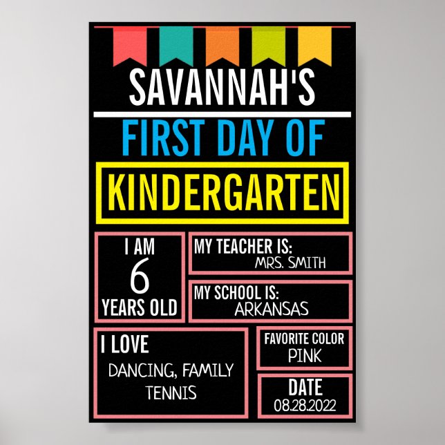 Last Day of School Chalkboard For Kids Girls Boys Poster (Front)