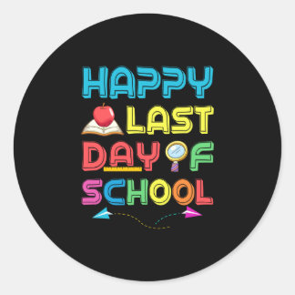 last day of school classic round sticker