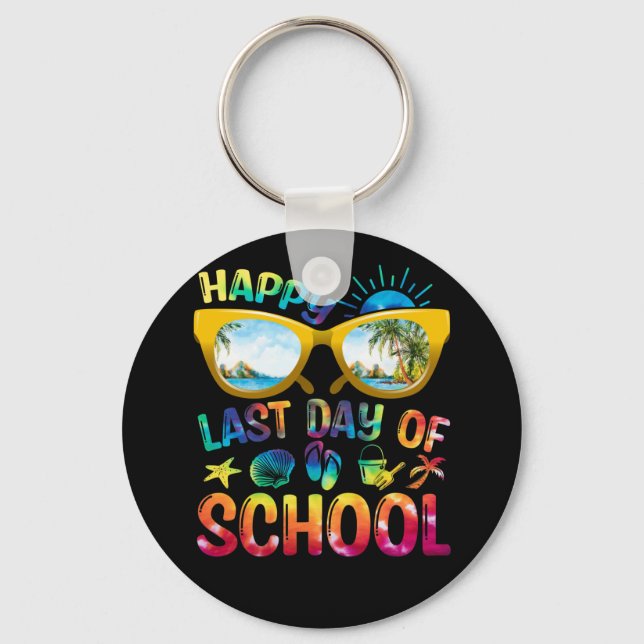 Last Day of School For Teacher Off Duty Tie Dye Key Ring (Front)