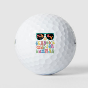 Last Day Of School Groovy School's Out For Summer Golf Balls