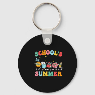 Last day of school groovy school's out for summer key ring