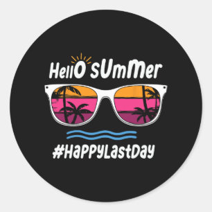 Last Day Of School Hello Summer Sungles Beach 3 Classic Round Sticker