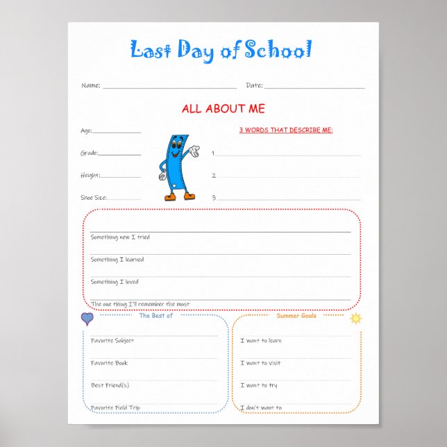 Last Day of School Interview Printable Download Poster (Front)