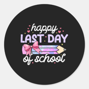 Last Day Of School Shirt Coquette Bow School Gradu Classic Round Sticker