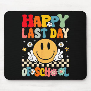 Last Day Of School Smile Groovy Face Teacher Summe Mouse Pad