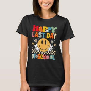 Last Day Of School Smile Groovy Face Teacher Summe T-Shirt