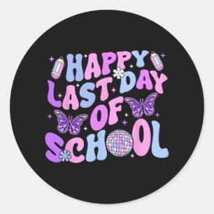 Last Day Of School Teacher Boy Girl Grad Hello Sum Classic Round Sticker
