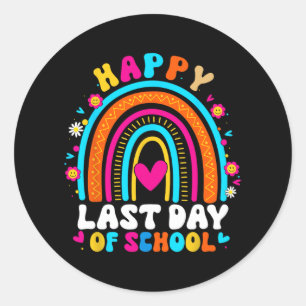 Last Day Of School Teacher Kids Graduation Rainbow Classic Round Sticker