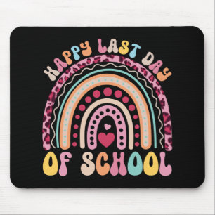 Last Day Of School Teacher Student Leopard Rainbow Mouse Pad