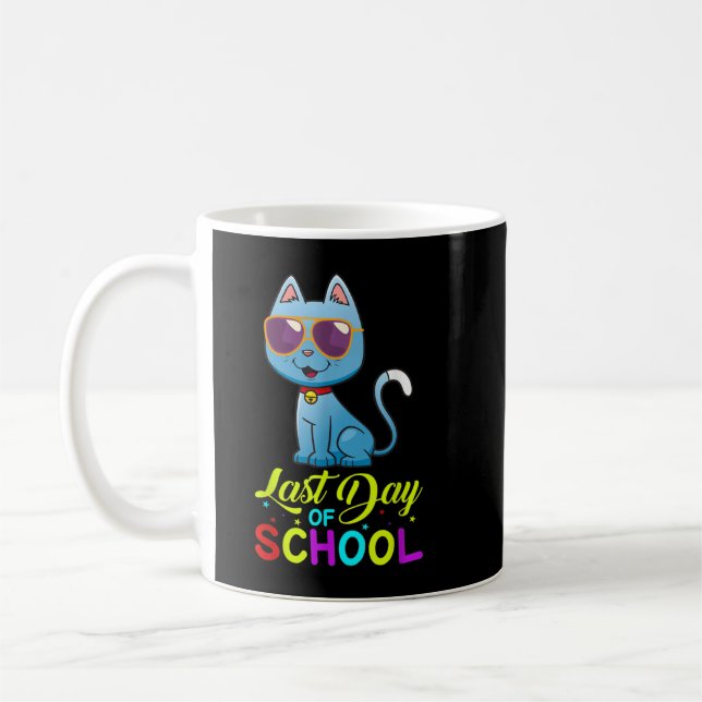 Last Day Of School Teachers Summer With Cat Sungla Coffee Mug (Left)