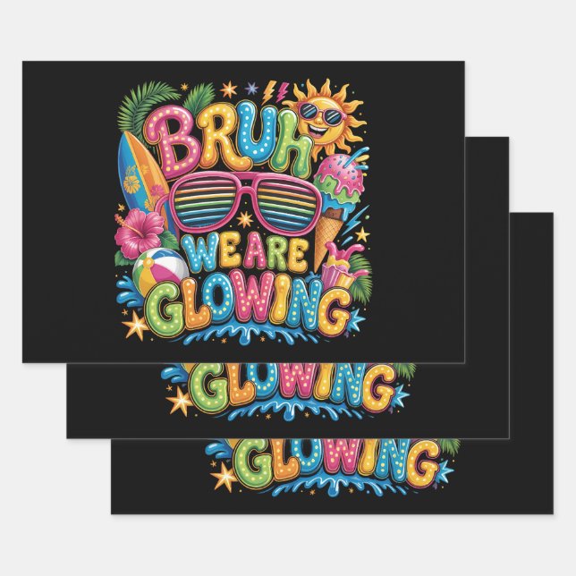 Last Day Of School Tropical Vacation Wrapping Paper Sheet (Set)