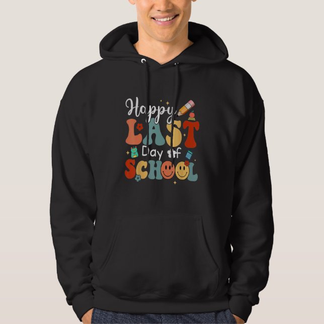 Last Day Of School Vibes Retro Groovy Smile Face G Hoodie (Front)