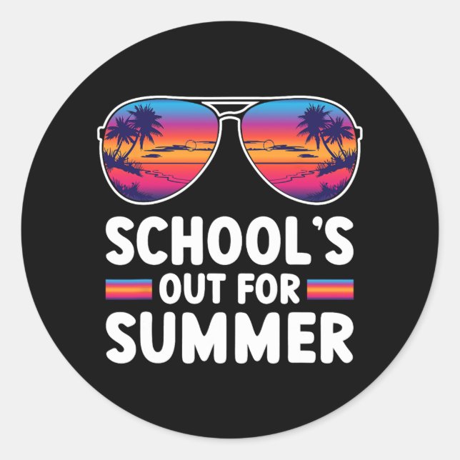 Last Day Of School's Out For Summer Teacher Boys G Classic Round Sticker (Front)