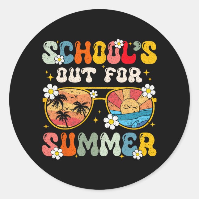 Last Day Of School's Out For Summer Teacher Boys G Classic Round Sticker (Front)