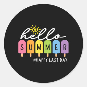 Last Day Teacher Kids Graduate Hello Summer Ice Cr Classic Round Sticker
