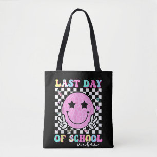 Last Day Vibes Teacher Student Groovy Graduation Tote Bag