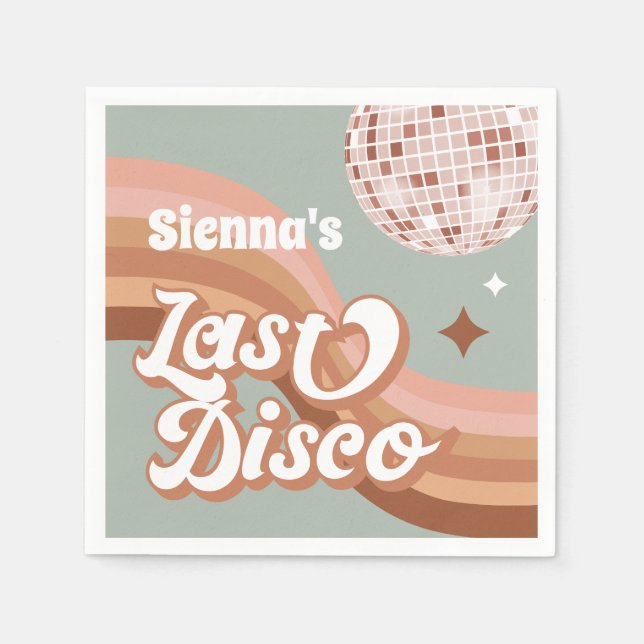 Last Disco 70's Groovy Retro Daisy Bachelorette   Napkin (Front)
