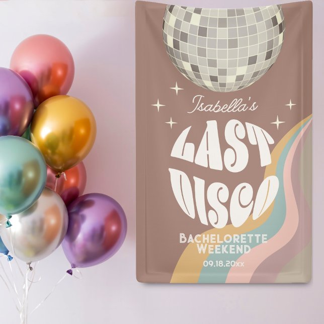 Last Disco 70s Retro Groovy Bachelorette Weekend Banner (Creator Uploaded)