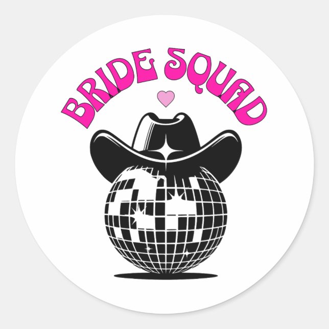 last disco bachelorette party bride squad cowgirl classic round sticker (Front)