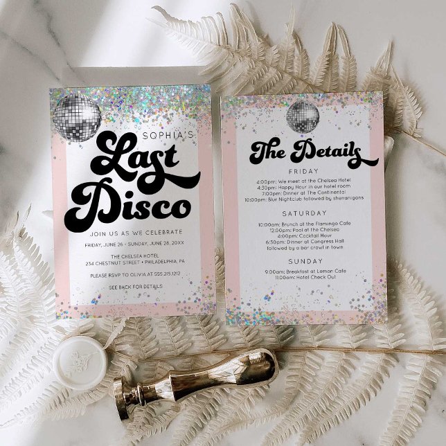 Last Disco Bachelorette Party Itinerary Invitation (Creator Uploaded)