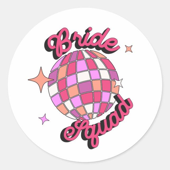 last disco bachelorette party pink disco ball classic round sticker (Front)