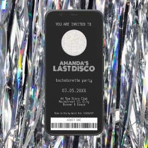 Last Disco Bachelorette Silver Ticket Invitation