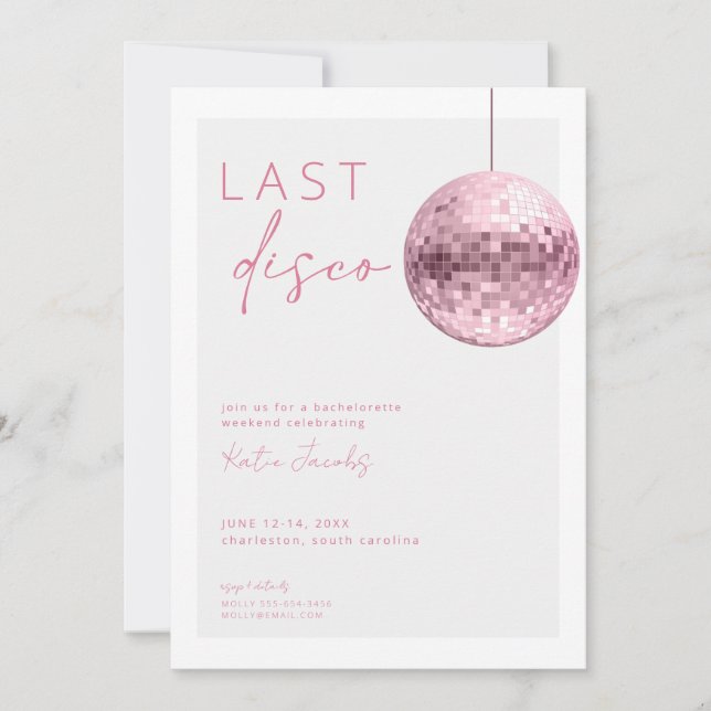 Last Disco Bachelorette Weekend Invitation (Front)
