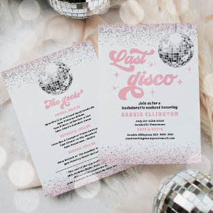 Last Disco Blush Pink Bachelorette Weekend Invitation