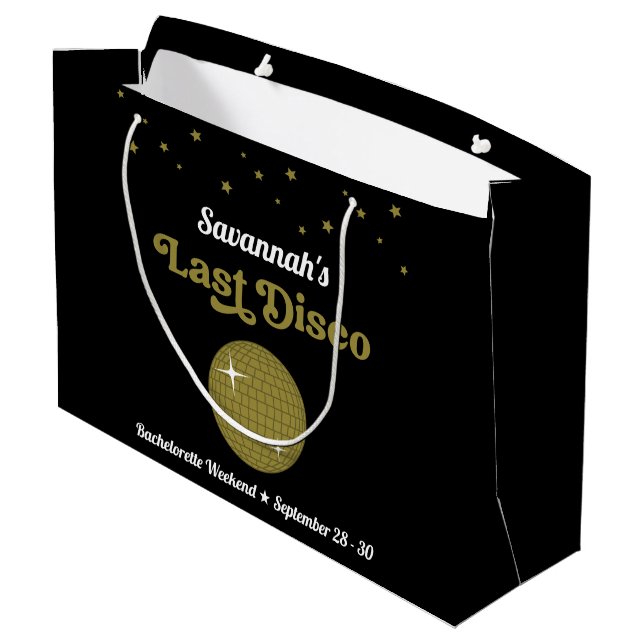 Last Disco Bride Bachelorette Party Groovy Retro Large Gift Bag (Back Angled)