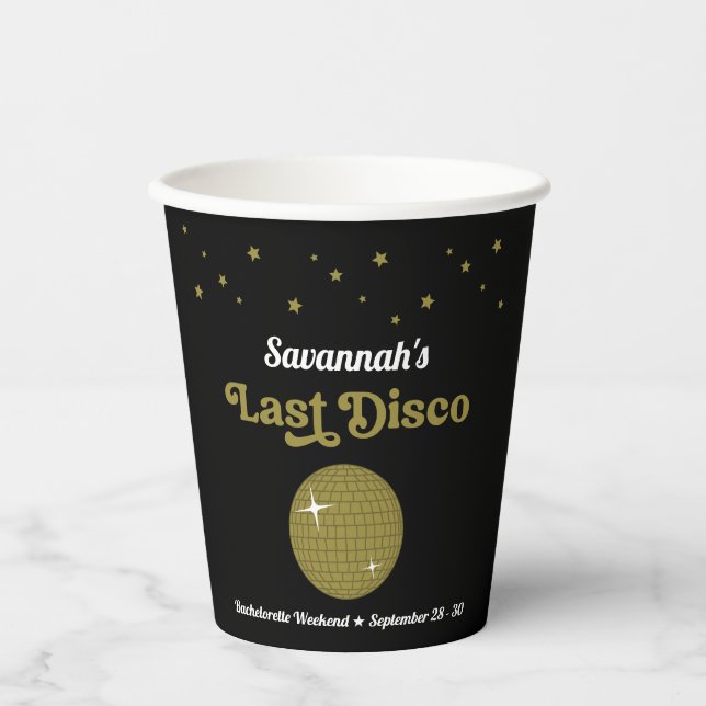 Last Disco Bride Bachelorette Party Groovy Retro Paper Cups (Front)