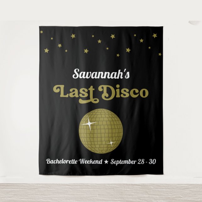 Last Disco Bride Bachelorette Party Groovy Retro Tapestry (Front)