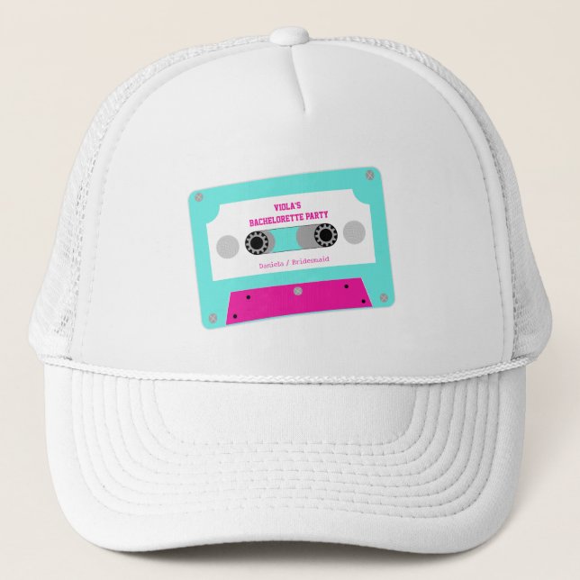 Last Disco Cassette Tape Bachelorette Party Trucker Hat (Front)