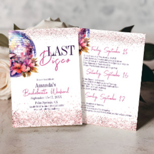 Last Disco Dance Ball Floral Bachelorette Party Invitation