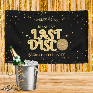 Last Disco Name Retro Gold 70s Bachelorette Banner