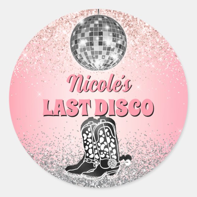 Last Disco Retro Bachelorette Custom Classic Round Sticker (Front)