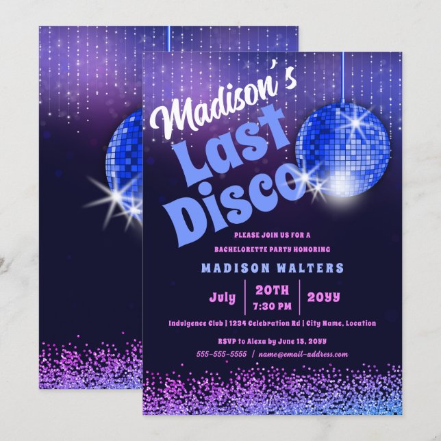 Last Disco Retro Bachelorette Invitation (Front/Back)