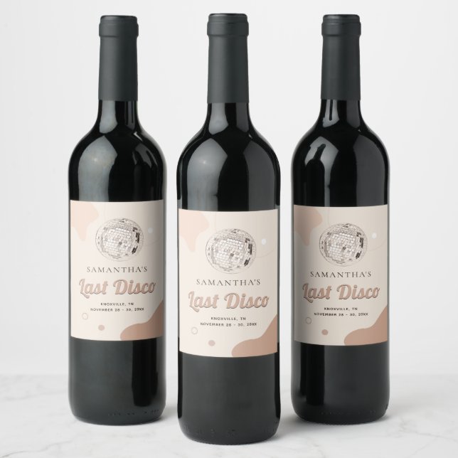 Last Disco Retro Bachelorette Party Wine Label (Bottles)