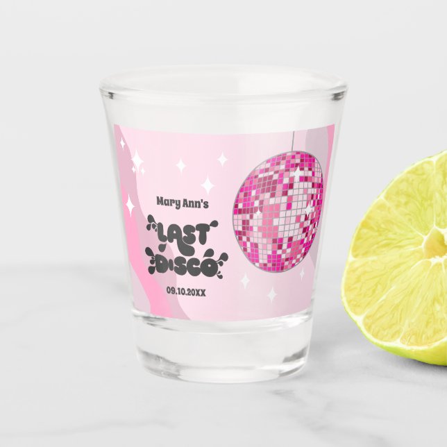 Last Disco Retro Groovy Bachelorette Party Favour Shot Glass (Front)