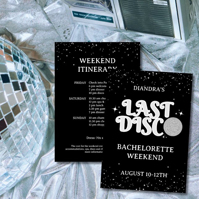 Last Disco Retro Silver 70s Bachelorette Weekend Invitation (Last Disco Retro Silver 70s Bachelorette Weekend Invitation)