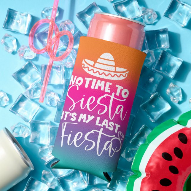Last Fiesta Bride Bachelorette Party Keepsake Seltzer Can Cooler (In Situ Summer)