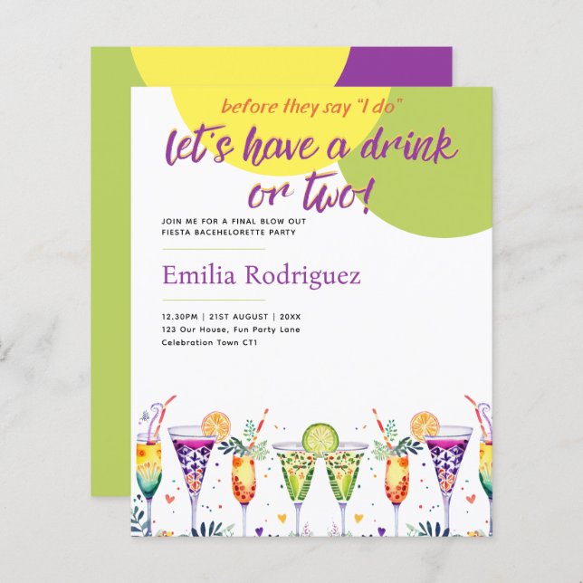 Last Fiesta Cocktails Bachelorette Bridal Shower (Front/Back)